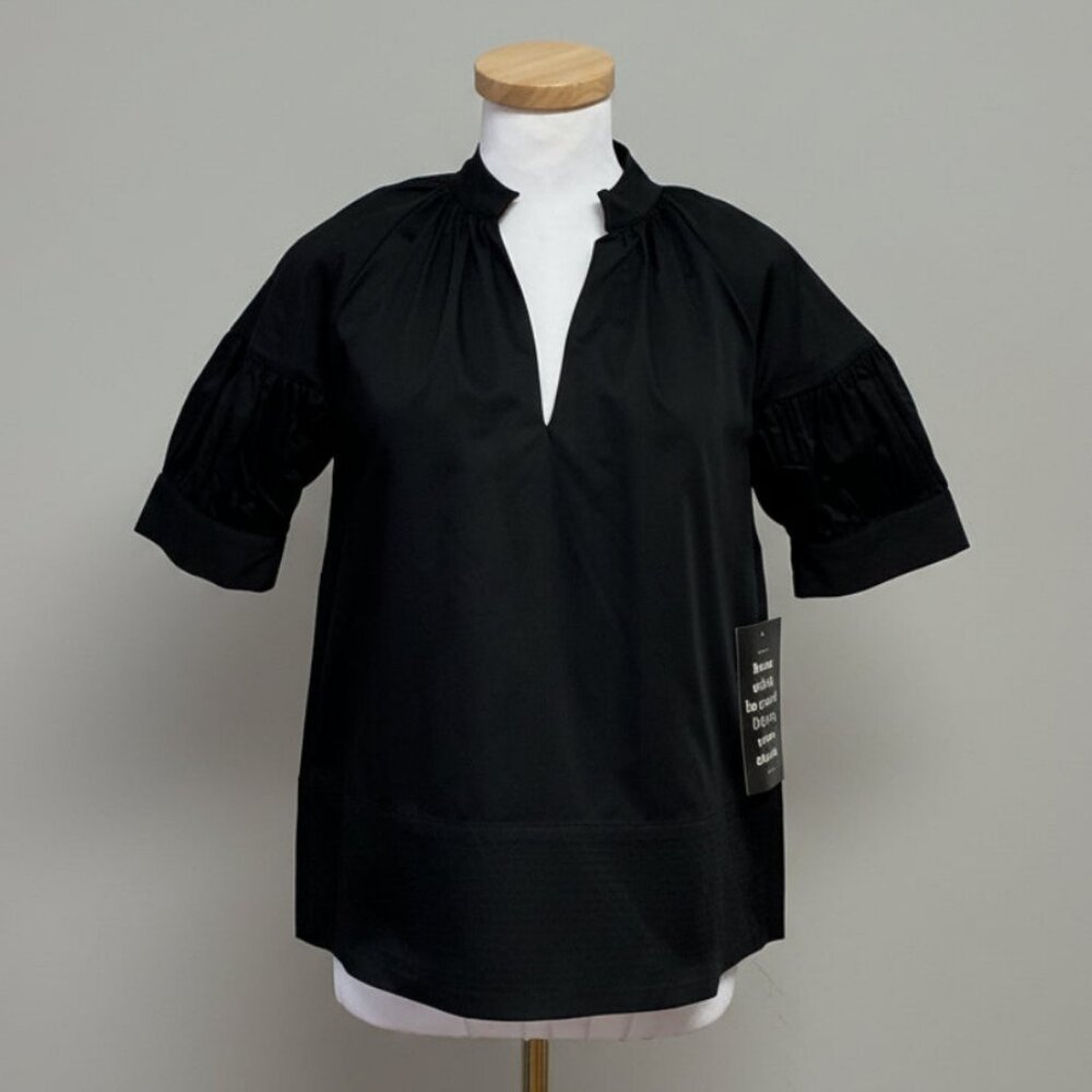 Tuckernuck black Ruthie puff sleeve blouse, size XS, NEW WITH TAGS!